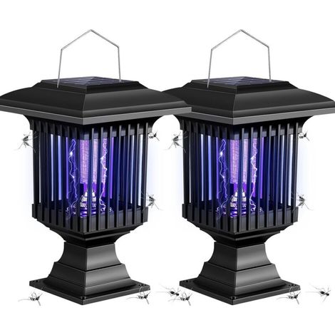 Piège À Insectes Solaire - Lampe Anti-moustiques Étanche Avec Lumière Blanche Et UV - Pour Jardin Terrasse Camping - Lot De 2 (1/5)