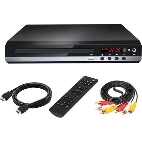 Lecteur DVD compact 1080P – Entrée USB – Son surround stéréo 5.1 – Compatible multi-régions – Câble AV HDMI inclus (1/4)