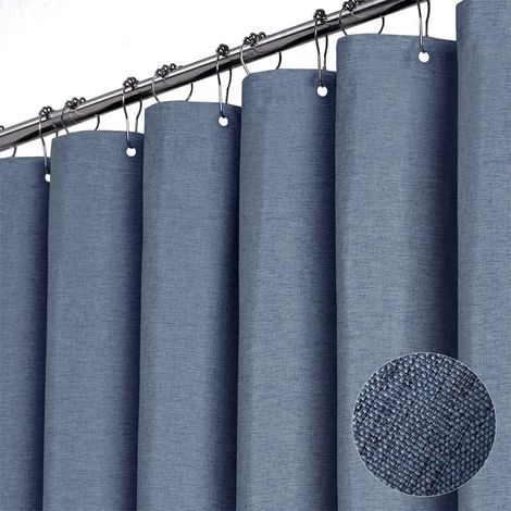 Rideau de douche en lin de qualité supérieure 240 x 200 cm Imperméable Anti-moisissure Pour salle de bain Bleu clair 240 x 200 cm (1/5)