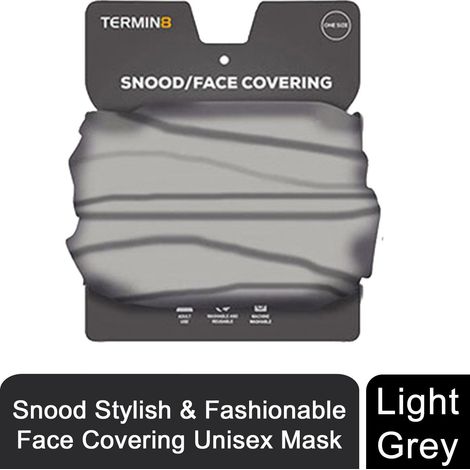 Termin8 Unisex Multifunctional Snood and Face Covering Mask, Light Grey