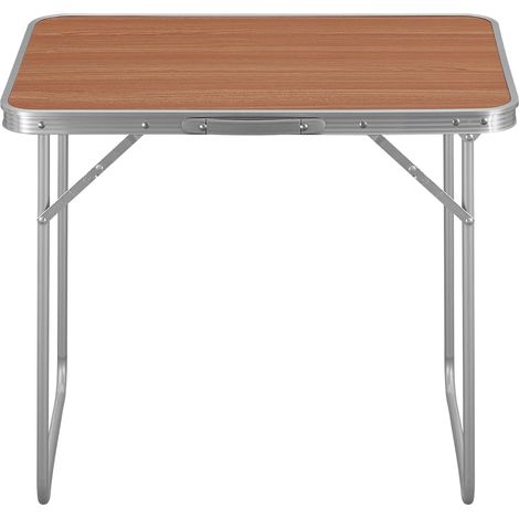 Mesa plegable portátil 70 x 50 x 60 cm, ligera, aluminio y hierro, roble (1/5)