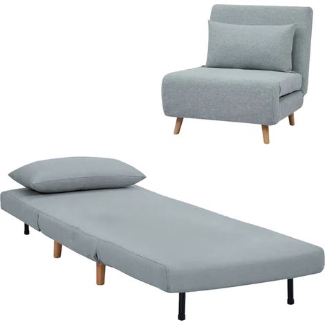 divanetto Relax "Bobo" Trasformabile salvaspazio poltrona minimal Grigio Chiaro