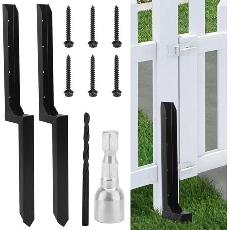 Lot de 2 kits de réparation de poteaux de clôture robustes de 85 cm d'ancrage de poteau de clôture épais en acier inoxydable 13 relié à vis robuste pour réparer les poteaux de clôture en bois (1/5)