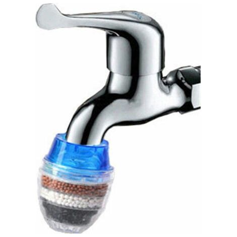 Filtro per acqua del rubinetto a 5 strati con carbone attivo a 3 rubinetti, purificatore per acqua del rubinetto, blu + verde + arancione, INHHUB (1/4)