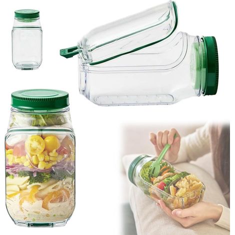 Salatkapsel, vertikaler Salatspender, tragbarer Salatbehälter, Salatschüssel, vertikaler Salatbehälter, auslaufsicherer Dressingbehälter, geeignet für Zuhause, unterwegs und auf Reisen
