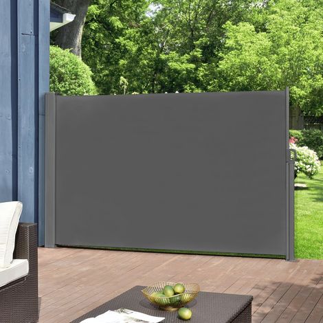 Store Latéral avec Caisson en Acier, 160x300cm Auvent Rétractable Brise Vue Rétractable pour Jardin, Balcon, terrasse Store latéral Vertical Gris (1/5)