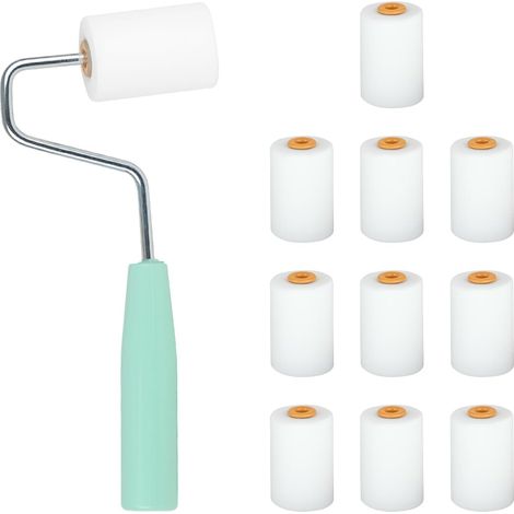 Lot de 10 rouleaux de peinture professionnels en mousse, mini rouleau de peinture avec poignée pour peinture murale et meubles,avec rouleaux peinture (1/5)