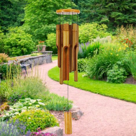 Carillon éolien d'extérieur en bambou, carillon éolien en bois avec mélodie profonde, carillon éolien classique de jardin zen de 76 cm (30 pouces) (1/5)