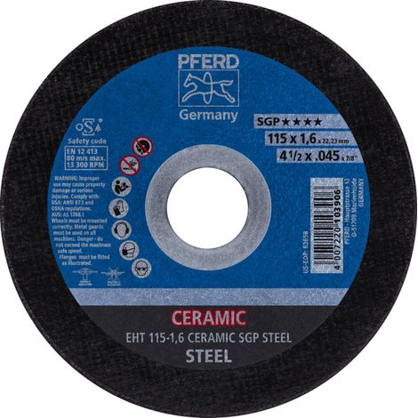 PFERD TOOLS Trennscheibe EHT 115x1,6x22,23 mm gerade CERAMIC Speziallinie SGP STEEL für Stahl 25 Stk (1/5)