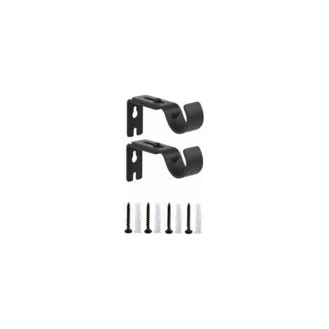 Juego de 2 soportes de pared ajustables para barras de cortina metálicas de alta resistencia - Longitud ajustable de 3 a 12 cm - Negro - Crezuo (1/4)