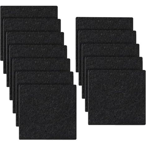 12 Filtres Charbon Actif - Recharges Poubelle Anti-Odeurs - Coton Absorbant Universel - Cuisine et Salle de Bain - Noir 80x80mm (1/5)
