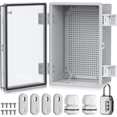 1 boîte de jonction étanche ip67 en abs renforcé 3mm avec verrou à code et raccords npt pour extérieur piscine et projets diy (1/5)