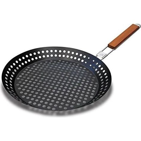1 Poêle Perforée Anti-adhésive Pour Barbecue, Cuisson Poisson Légumes Viande, Noir