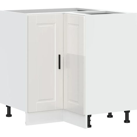 Mueble de cocina esquinero blanco brillante con patas ajustables espacio de almacenamiento 75,5 x 75,5 x 81,5 cm madera de ingeniería blanca 020050294 (1/5)