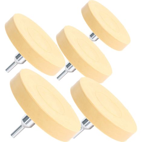 SunSun Set 5 discos de goma Ø 88 mm y adaptador de 6 mm para quitar residuos adhesivo pegamento insignias y pegatinas láminas de automóviles removedor vinilo en llantas de aluminio coches