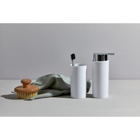 WENKO Bad Accessoire Set Calvo weiß matt, 4-teilig, aus Kunststoff, Weiß, Kunststoff (ABS) weiß, Edelstahl rostfrei chrom (1/5)