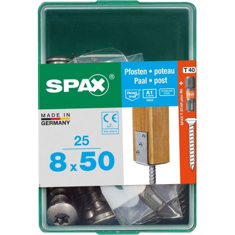 Spax Schraube Pfostenschraube 8 x 50 mm, Inhalt: 25 Stück rostfrei (1/3)