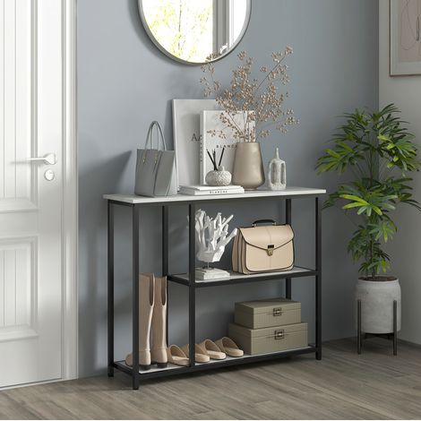 MEUBLIV Konsolentisch 100x30x80 cm weiß – 3 Ebenen, mit Kippschutz (1/5)