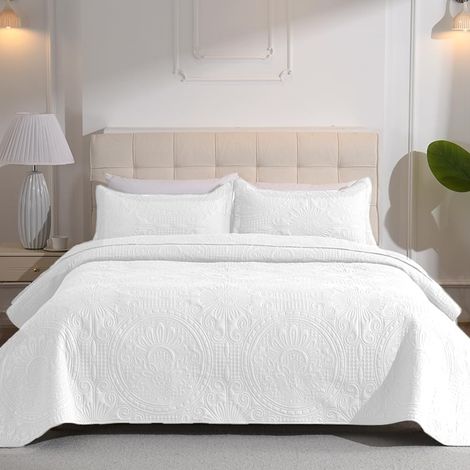 Couvre-Lit, Couette, Couverture De Chambre Courtepointe Légère, Couverture De Lit à Motif Tournesol comme Housse De Canapé Drap De Lit (Blanc, 240x260cm (Blanket Only)) (1/5)