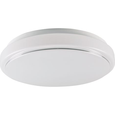 Polux Bogdan Round Flush Mount Ceiling Light 33 cm, White Diffuser with Chrome Ring, 2x E27 Bulb Sockets Max 20W, IP20 Indoor Modern Plafond Lamp, for Home Living Room Hallway (1/5)