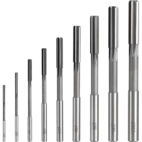 ALLIANDISFraise à alésage droite en acier rapide H7, 9 pièces, diamètres 2 à 10 mm, pour bois et métaux