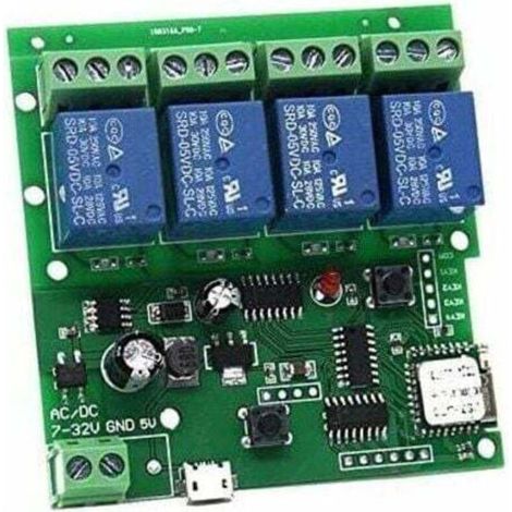 4 canaux WIFI Momentary Inching Relais Module d'interrupteur de sécurité automatique, contrôleur de porte de garage WiFi DIY (5-32 V) (1/3)