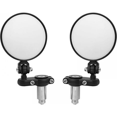 Rétroviseurs Latéraux Moto - Verre Convexe 76 mm - Rotation 360° - Fixation Pour Guidon Creux 22 mm - Lot De 2 (1/5)