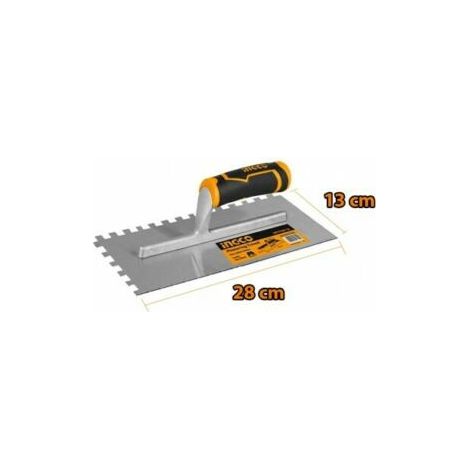 Frattone dentato per colla e intonaco professionale in acciaio inox INGCO - 280 x 130 mm (1/3)