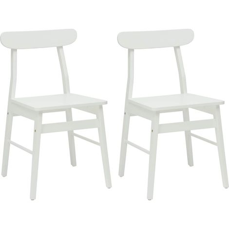 Maison Exclusive - Sedia da pranzo 2 pz Legno di gomma solido Bianco (1/5)