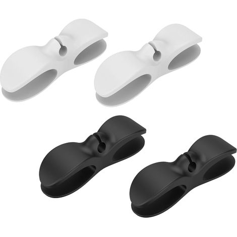 4 Pièces Organisateur de Câbles Autocollant Clips de Câbles Support de Câbles Enrouleur de Câbles pour Appareils de Cuisine (Noir, Blanc) (1/5)