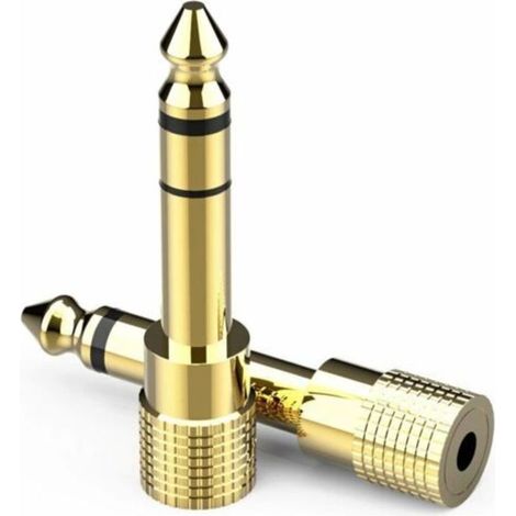 Adaptateur Audio Jack 6,35 mm Mâle vers 3,5 mm Femelle Plaqué Or Lot de 2 pour Instruments et Appareils Électroniques -ULISEM (1/5)
