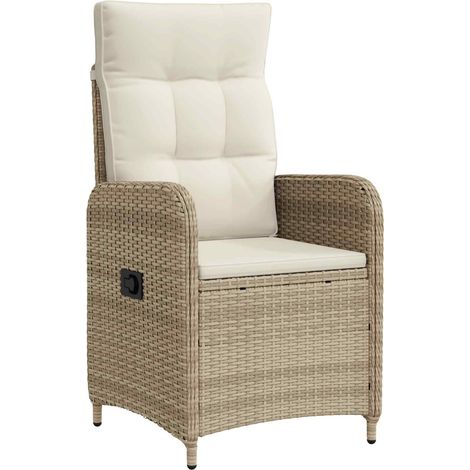 Reclining Garden Chair Beige and Cream White vidaXL