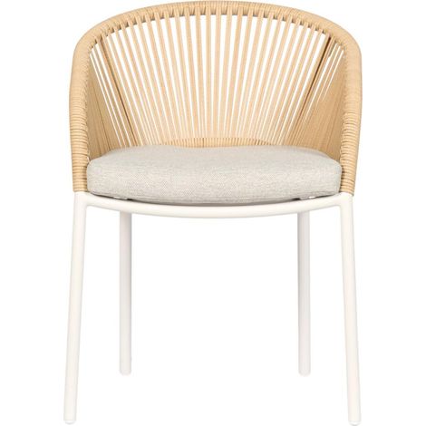Marina chaise de jardin avec accoudoirs avec coussin naturel. (1/4)