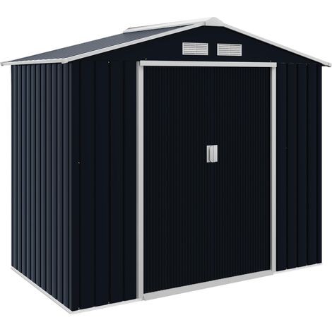 Cabane de rangement avec porte coulissanteen 2,13 x 1,30 x 1,85cm Métal Kohlegrau
