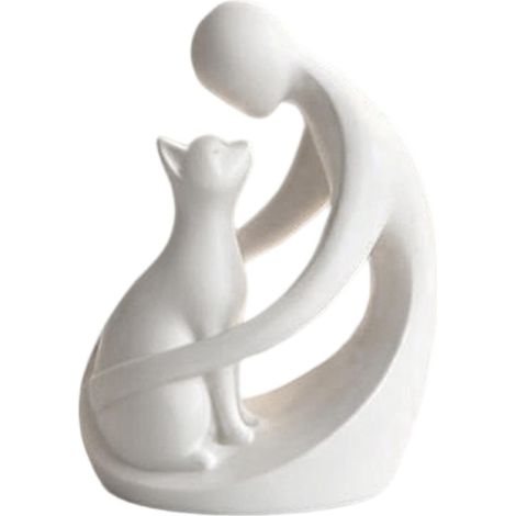 Décor Chat Maison Figurines Décoratives Souvenir pour Animaux Sculpture D'Humain Et De Chat Pour Étagère Pour salon, chambre, étagère, chevet, rebords de fenêtre, présentoir et (1/5)