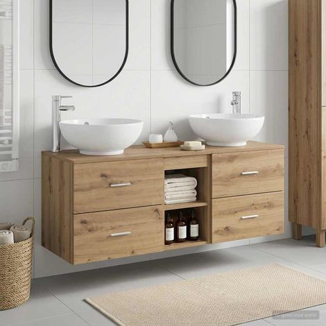 vidaXL Bathroom Furniture Set 3 pcs Artisan Oak 129 x 44.5 x 80 cm (1/5)