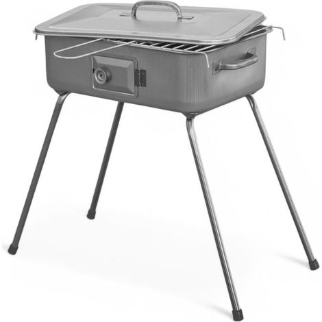 Estufa barbacoa de carbón con tapa y puerta para evacuación de cenizas cm 37x27x65h