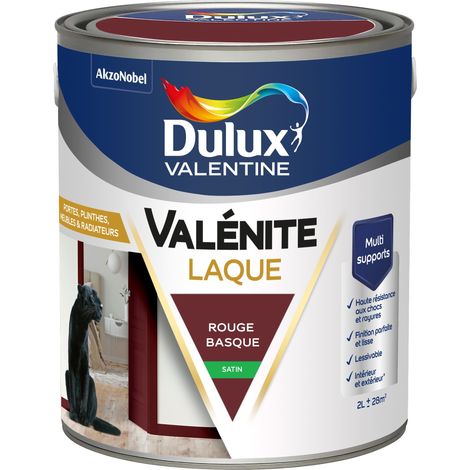 Dulux Valentine Peinture Laque Valénite Intérieur et Extérieur Multi-supports - Finition parfaite et lisse, Haute Résistance - Satin Rouge Basque 2 L