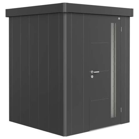 Casetta per attrezzi Neo 1A porta standard, grigio metallizzato