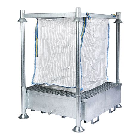 Mini-Big-Bag-Filterhalterung Auffangwanne mit Gitterrost – 1370 x 1005 x 1100 mm - 218047