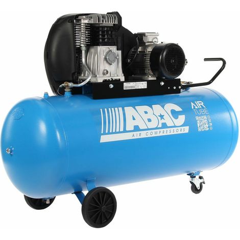 Abac – Compresseur bi-cylindre 270L – Moteur 3kW – Pression 10 bars – Débit 486L/min – Sur roulettes pour chantiers humides