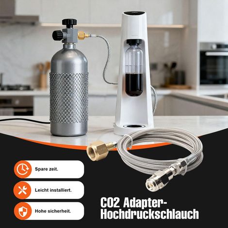 Flexible Adaptateur CO2 pour Machine à Eau Pétillante Tuyau Haute Pression 150cm pour Cylindre de Gaz TR21-4 vers W21.8-14