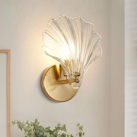 Applique Murale En Forme De Coquillage, Applique En Verre En Forme De Coquillage, Douille E14, Luminaires Modernes (Sans Ampoule)-Crezuo (1/4)