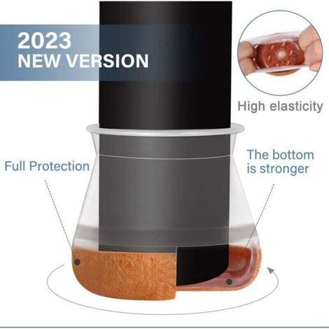 Protections pour pieds de chaise, lot de 20, petits protège-sols transparents en silicone, avec revêtement en feutre, embouts (1/4)