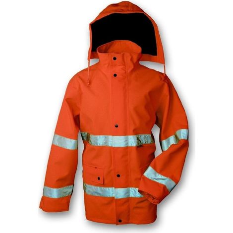 Trade Shop - Chaqueta Gore-tex Naranja De Alta Visibilidad Con Forro De Malla De Nailon -