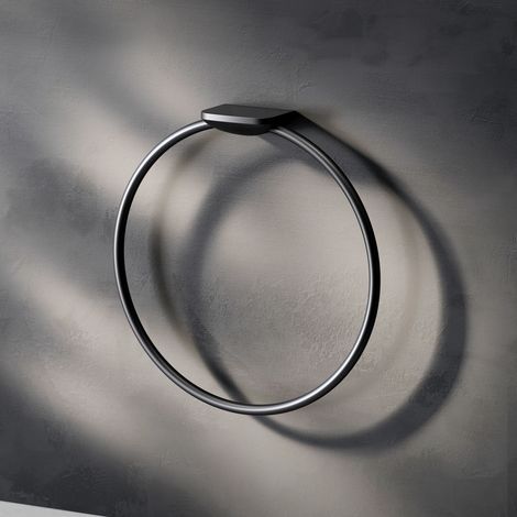 Porte-serviettes rotatif en acier inoxydable noir mat, 18,5 cm.