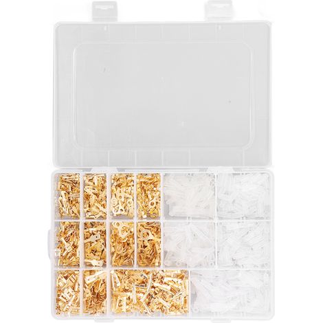 1000 connecteurs électriques mâle femelle, cosses plates isolées, sertissage doré 2,8/4,8/6,3 mm, lot de 1000 pièces (1/5)