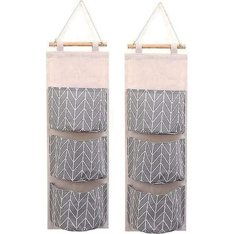 2 packs imperméables à l’eau Sacs de rangement suspendus muraux avec 3 poches (gris) (1/2)