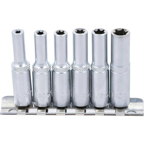 Jeu de Douilles Profil E Longues 6,3 mm (1/4) E4 - E10 - 6 pcs - Précision et Durabilité, Acier - D-Work (1/5)