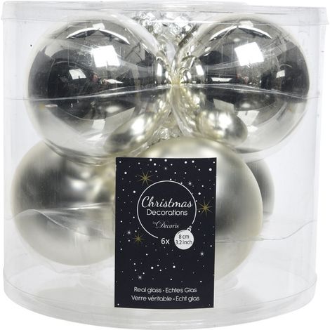 Weihnachtsglaskugel silber 6 cm Set à 6 Stück